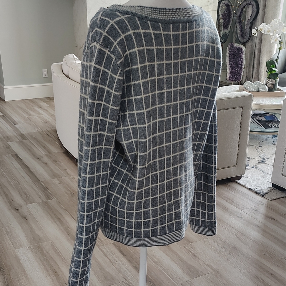 Cyrus Blue and Cream Grid Cardigan - Picture 5 of 9
